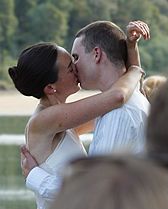 Ahem.  A rather x-rated 'kiss the groom' moment - Clare and David's Wedding