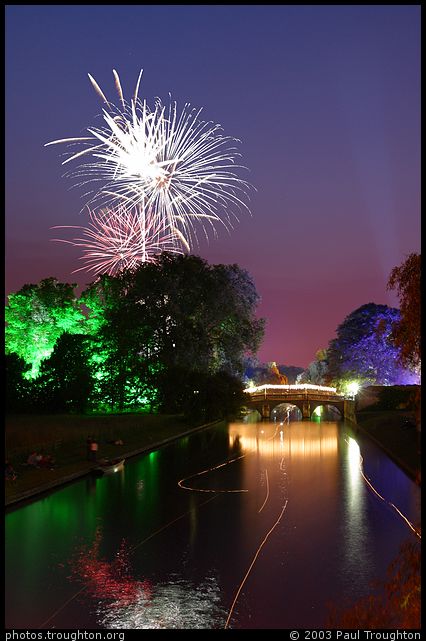 Fireworks over Clare Bridge, 16 June 2003 - Trinity May Ball Fireworks 2003