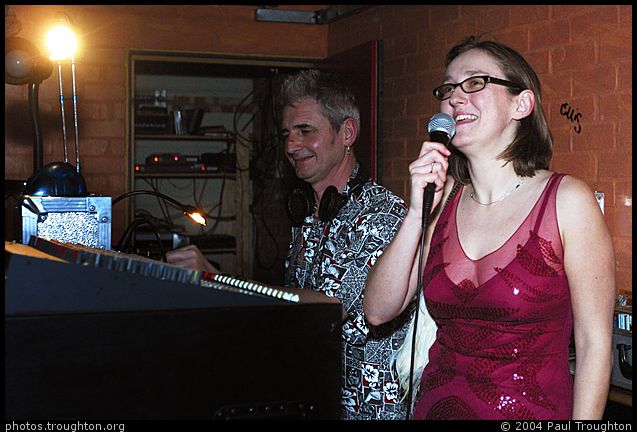 Rachel, introducing. - Carnival at Cafe Afrika, February 2004