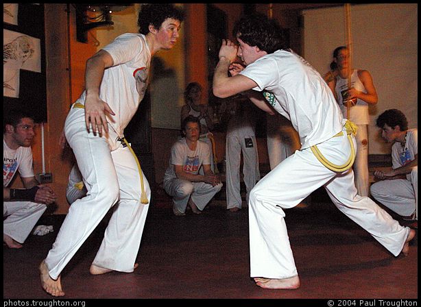 Capoeira, in the dark. - Carnival at Cafe Afrika, February 2004