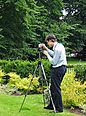 Mike Evans with his diminutive camera - After the service