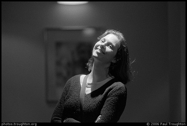 Sophie loitering under a light - Melbourne lab tests, November 2006
