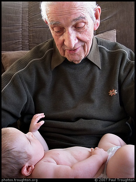 Dominic meeting his great-grandfather - Paraparaumu - Dominic's third month