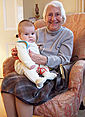 Dominic posing with his great grandmother - Caversham - Christmas in the UK, 2007