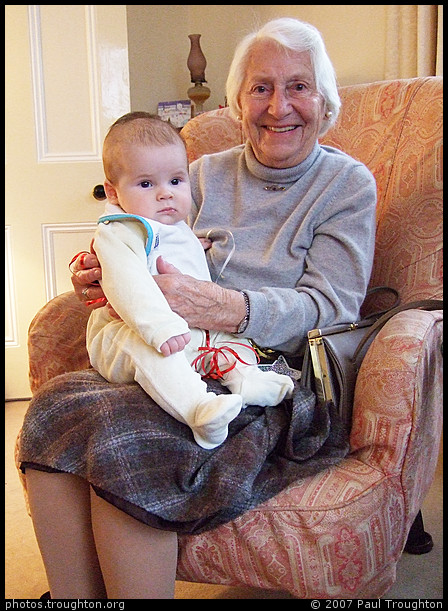 Dominic posing with his great grandmother - Caversham - Christmas in the UK, 2007