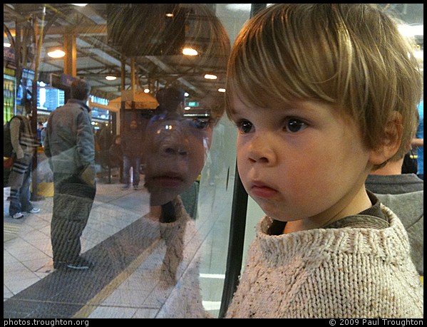 Dominc and his reflection - Flinders Street Station