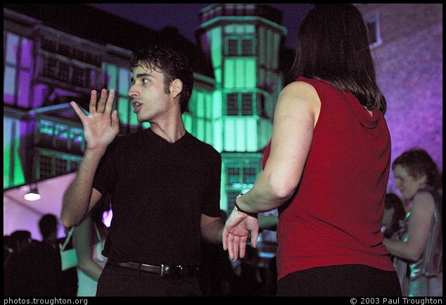 Latin dance teaching in Cloister Court - Queens' May Ball 2003